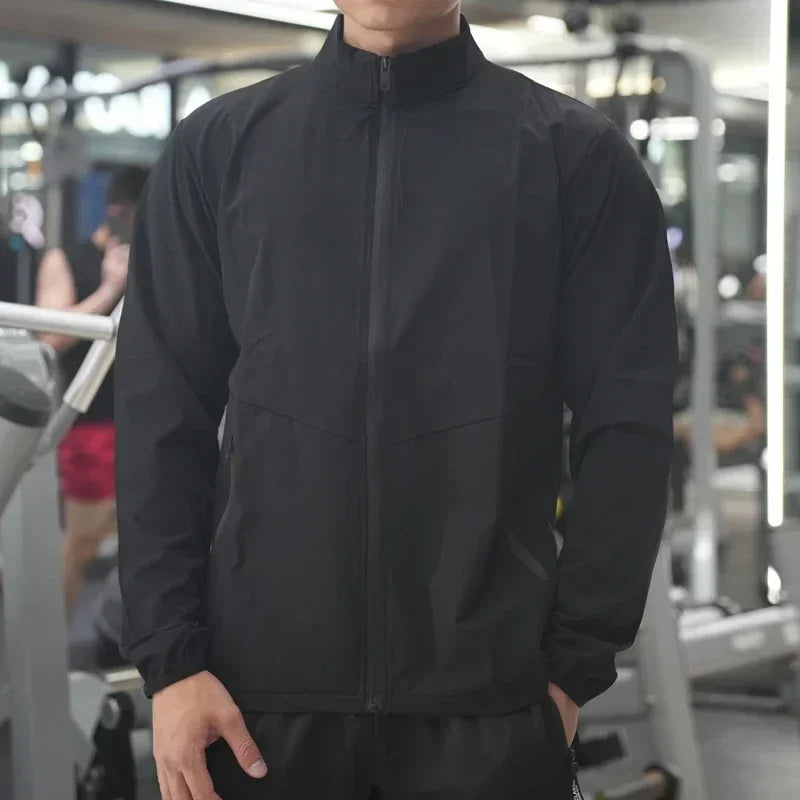 Men Fitness Running Stand-up Collar Zipper Jacket