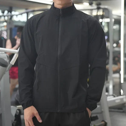 Men Fitness Running Stand-up Collar Zipper Jacket