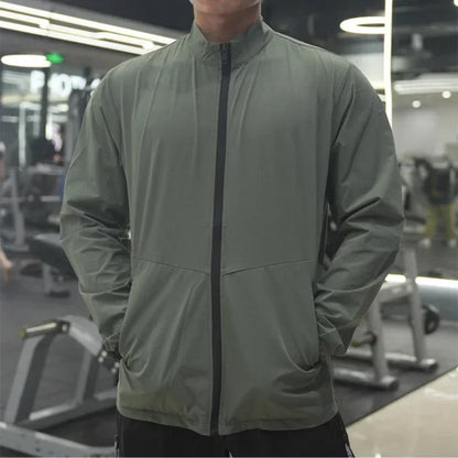 Men Fitness Running Stand-up Collar Zipper Jacket