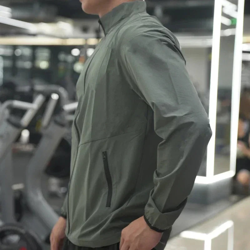 Men Fitness Running Stand-up Collar Zipper Jacket