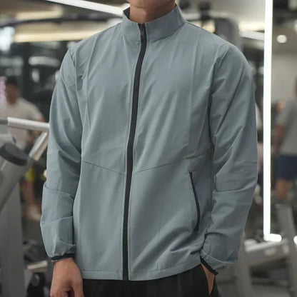 Men Fitness Running Stand-up Collar Zipper Jacket